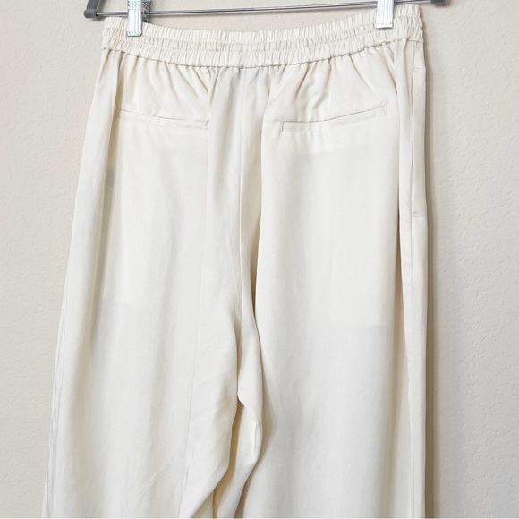 Lattelier Linen Cotton Drawstring Straight Leg Cream Pants - Picture 8 of 14